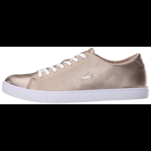 Lacoste Showcourt Lowrise Sneaker - gold size 8 - Picture 2 of 7